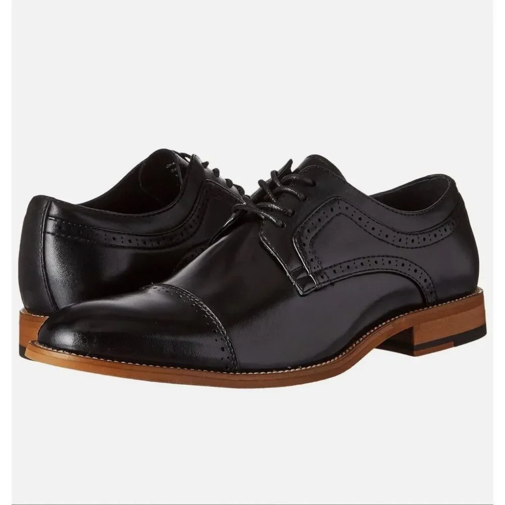 Stacy Adams Dickinson Cap Toe Oxford 100% Black Dress Shoes Men's 13